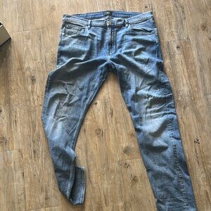 7 For All Mankind Blue Straight Leg Jeans with Classic Wash
